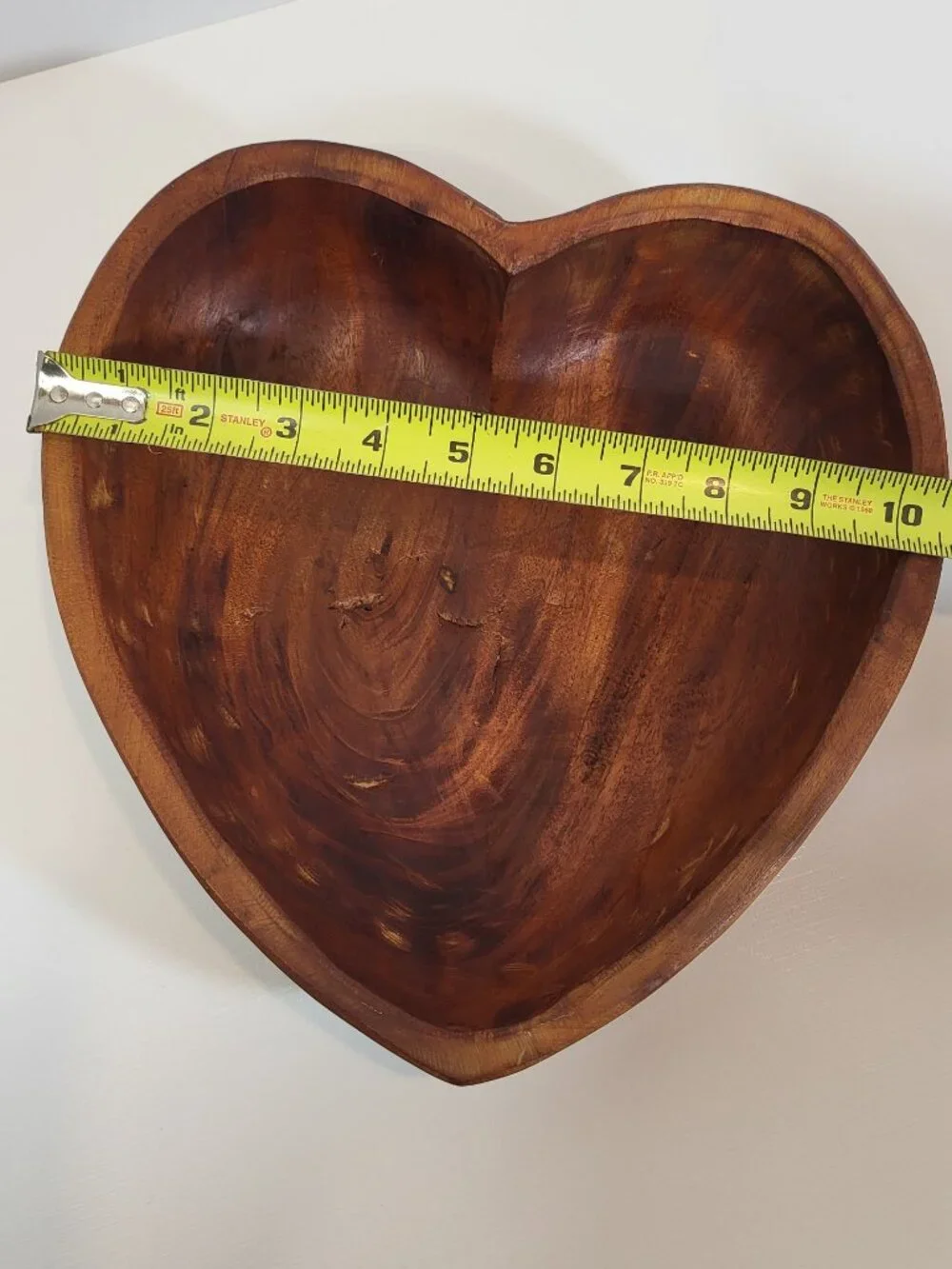 Hand-Carved Heart-Shaped Wooden Bowl – Rustic Solid Wood Catchall & Home Decor